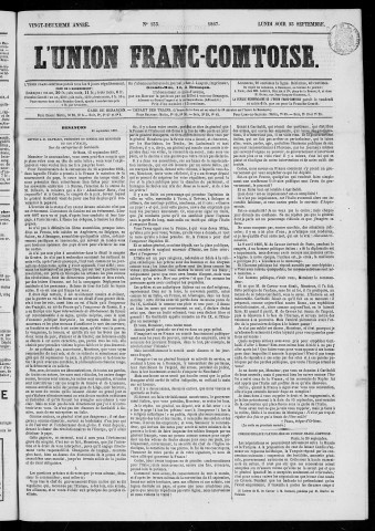 23/09/1867 - L'Union franc-comtoise [Texte imprimé]