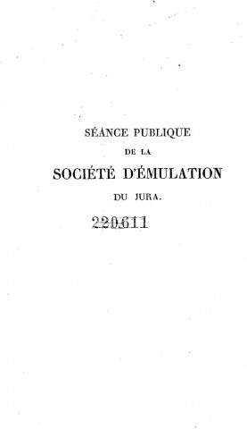 01/01/1825 - Société d'émulation du département du Jura [Texte imprimé]