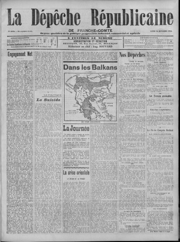14/10/1912 - La Dépêche républicaine de Franche-Comté [Texte imprimé]