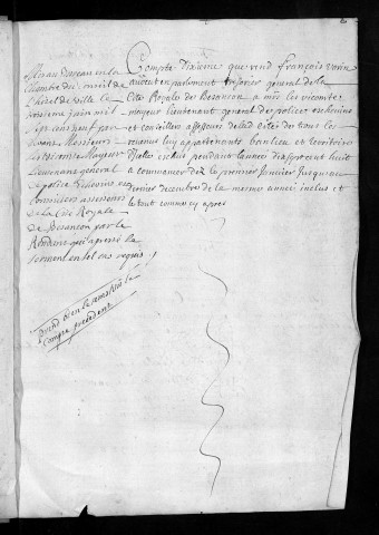 Comptes de la Ville de Besançon, recettes et dépenses, Compte de François Varin (1708)