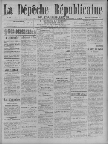 11/12/1907 - La Dépêche républicaine de Franche-Comté [Texte imprimé]