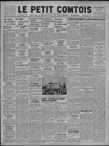 11/05/1941 - Le petit comtois [Texte imprimé] : journal républicain démocratique quotidien