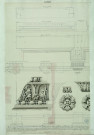 Restes de deux grands piédestaux portant vraisemblablement des trophées, trouvés devant la façade de la basilique Ulpienne dans les fouilles de 1812 / Pierre-Adrien Pâris , [S.l.] : [P.-A. Pâris], 1812
