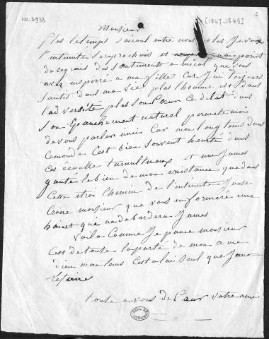 Ms 2933 - Correspondance de la famille Piégard.