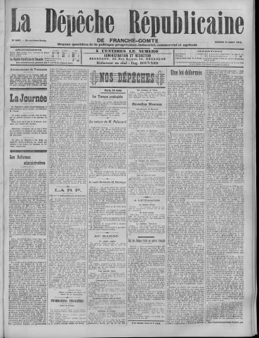 17/08/1912 - La Dépêche républicaine de Franche-Comté [Texte imprimé]