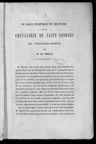 La Chevalerie de Saint-Georges en Franche-Comté. suivie du Rôle politique et militaire de la chevalerie de Saint-Georges /