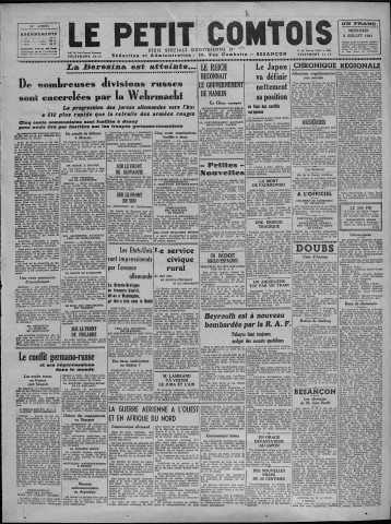 02/07/1941 - Le petit comtois [Texte imprimé] : journal républicain démocratique quotidien