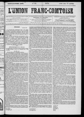 13/01/1879 - L'Union franc-comtoise [Texte imprimé]