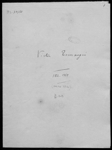 Ms 1912 - Correspondance de Charles Weiss (tome XXV) : de Tourangin à Wey