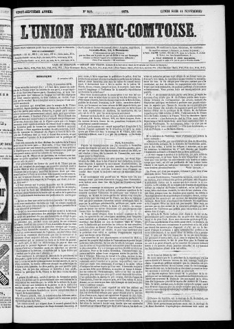 11/11/1872 - L'Union franc-comtoise [Texte imprimé]