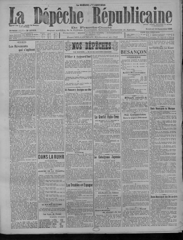 14/09/1923 - La Dépêche républicaine de Franche-Comté [Texte imprimé]