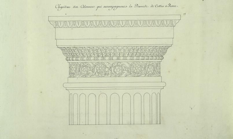 Chapiteau des colonnes qui accompagnent la pyramide de Cestius à Rome / Pierre-Adrien Pâris , [S.l.] : [P.-A. Pâris], [1700-1800]