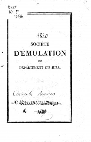01/01/1820 - Société d'émulation du département du Jura [Texte imprimé]