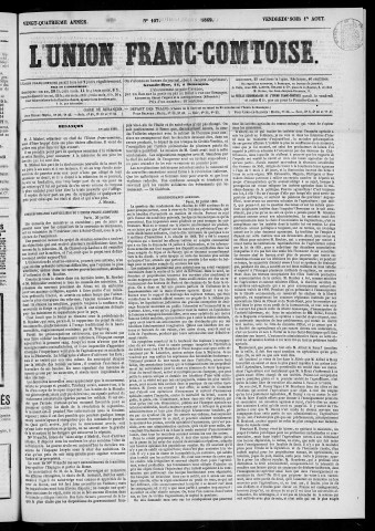 01/08/1869 - L'Union franc-comtoise [Texte imprimé]