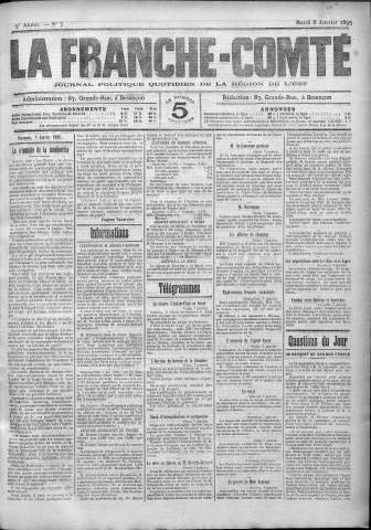 08/01/1895 - La Franche-Comté : journal politique de la région de l'Est