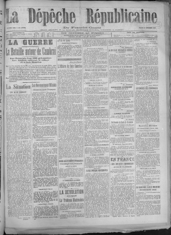 26/11/1917 - La Dépêche républicaine de Franche-Comté [Texte imprimé]