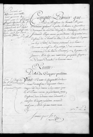 Comptes de la Ville de Besançon, recettes et dépenses, Compte de Ferdinand Pagot (1731)