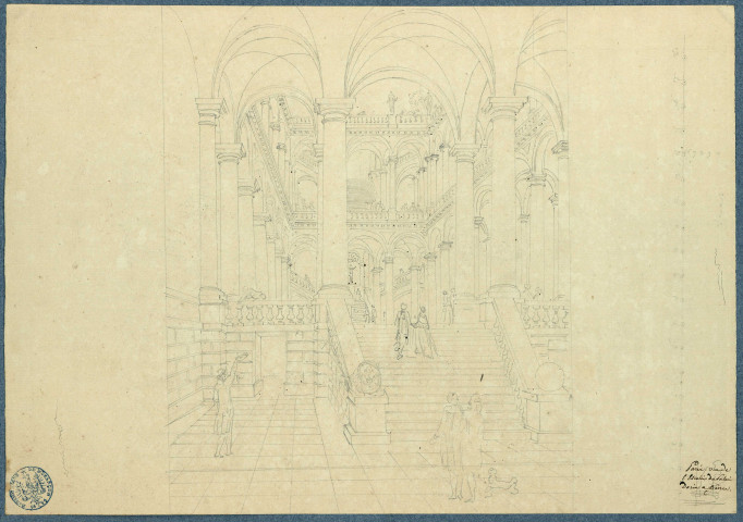 Vue de l'escalier du palais Doria à Gênes / Pierre-Adrien Pâris , [S.l.] : [P.-A. Pâris], [1700-1800]