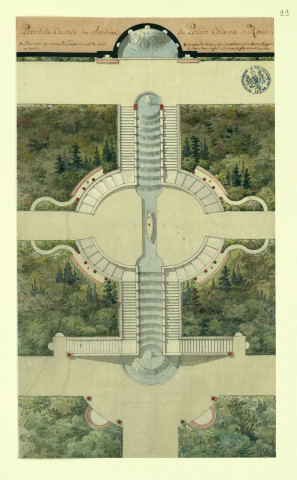 Plan de la cascade des jardins du palais Colonna à Rome / Pierre-Adrien Pâris , [S.l.] : [P.-A. Pâris], [1700-1800]