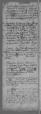 Paroisse Saint Pierre : baptêmes (naissances) (6 janvier 1586 - 1595)
quelques actes épars pour les 4 dernières années (1592-1595)