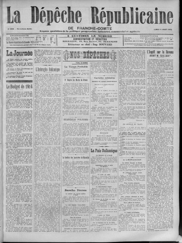 11/08/1913 - La Dépêche républicaine de Franche-Comté [Texte imprimé]