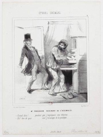 Mr Proudhon revenant de l'Assemblée [image fixe] / Cham , Paris : chez Aubert Pl. de la Bourse - Imp. Aubert & Cie, 1848