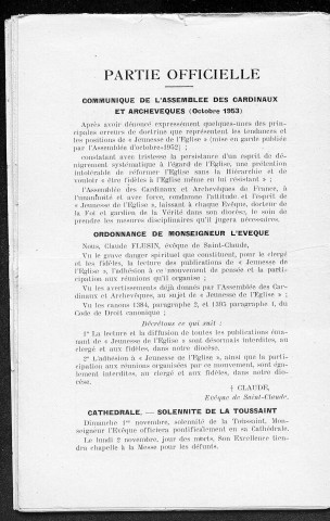29/10/1953 - La Semaine religieuse du diocèse de Saint-Claude [Texte imprimé]