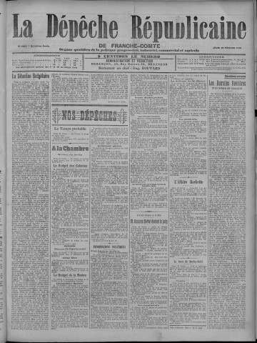 24/02/1910 - La Dépêche républicaine de Franche-Comté [Texte imprimé]