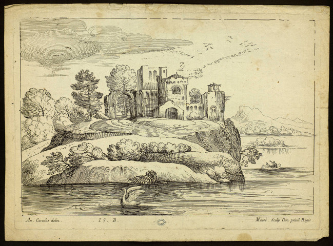[Paysage avec un cygne] [image fixe] / An. Carache delin. J Massé Sculp. Cum privil Regis , 1707/1767
