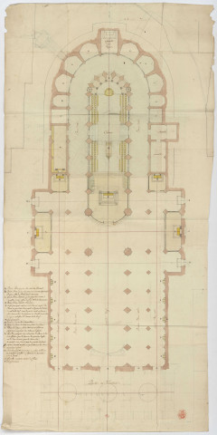 Orléans, Plan de la cathédrale [Dessin] / [par Pierre-Adrien Pâris] , 1750/1799