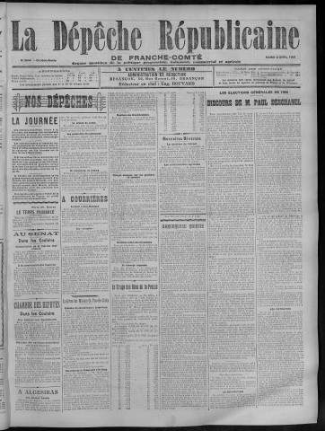03/04/1906 - La Dépêche républicaine de Franche-Comté [Texte imprimé]