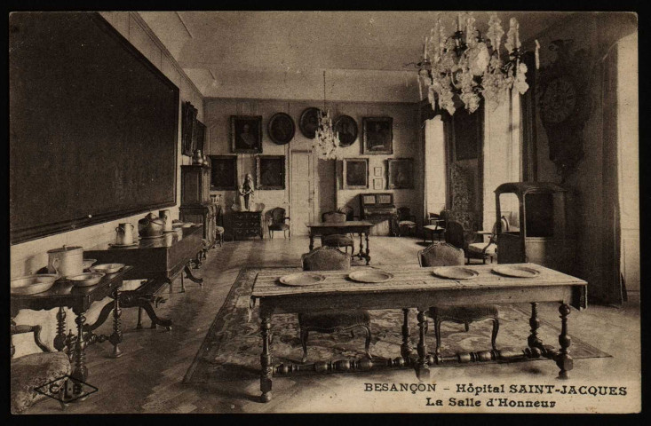 Besançon - Besançon - Hôpital Saint-Jacques - La Salle d'Honneur. [image fixe] , Besançon : C. L. B dans un losange., 1914/1930