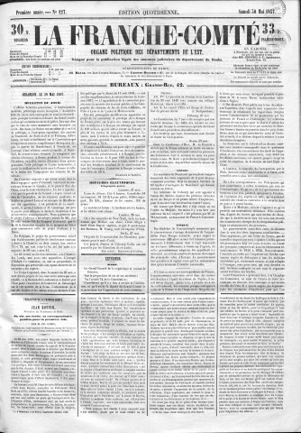 30/05/1857 - La Franche-Comté : organe politique des départements de l'Est