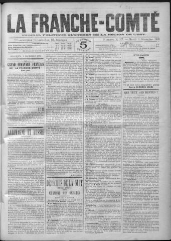 03/12/1889 - La Franche-Comté : journal politique de la région de l'Est