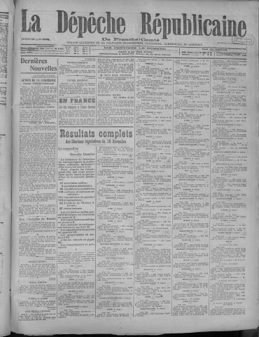 19/11/1919 - La Dépêche républicaine de Franche-Comté [Texte imprimé]