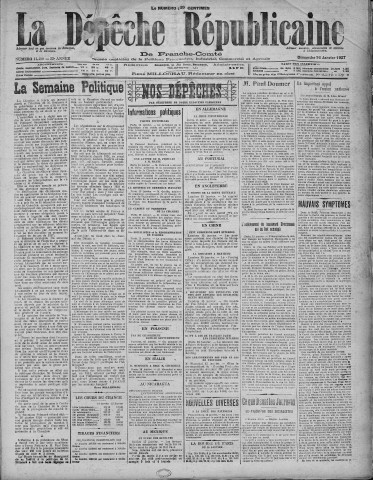 16/01/1927 - La Dépêche républicaine de Franche-Comté [Texte imprimé]