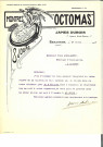 Montres "Octomas" James Dubois (7 suqare St-Amour, Besançon) : lettre sur papier à en-tête datée du 27 avril 1923.