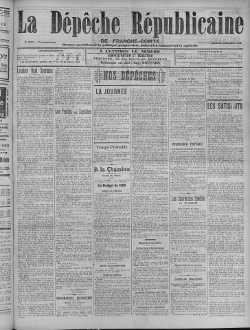 26/11/1908 - La Dépêche républicaine de Franche-Comté [Texte imprimé]