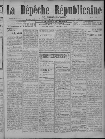 08/03/1910 - La Dépêche républicaine de Franche-Comté [Texte imprimé]