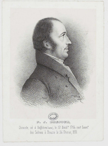 F. J. Bonjour chimiste né à Onglières (Jura), Buste, profil droite [image fixe]  : , 1800/1899