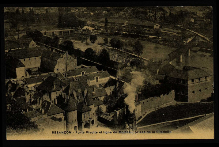 Besançon - Besançon - Porte Rivotte et ligne de Morteau, prises de la Citadelle. [image fixe] , 1904/1909