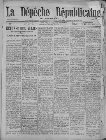17/06/1919 - La Dépêche républicaine de Franche-Comté [Texte imprimé]