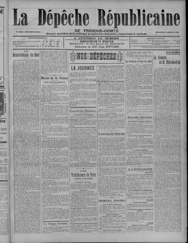 06/01/1909 - La Dépêche républicaine de Franche-Comté [Texte imprimé]