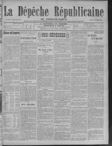 11/10/1909 - La Dépêche républicaine de Franche-Comté [Texte imprimé]
