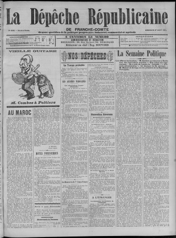 27/08/1911 - La Dépêche républicaine de Franche-Comté [Texte imprimé]