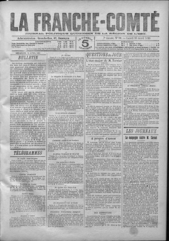 10/04/1893 - La Franche-Comté : journal politique de la région de l'Est