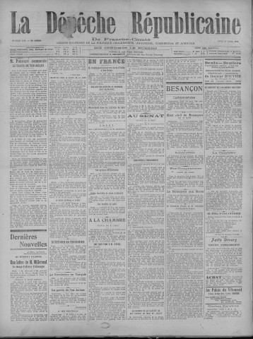 01/04/1920 - La Dépêche républicaine de Franche-Comté [Texte imprimé]