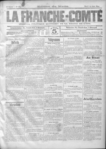 19/06/1894 - La Franche-Comté : journal politique de la région de l'Est