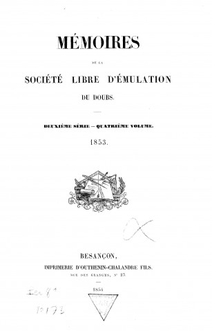 01/01/1853 - Mémoires de la Société d'émulation du Doubs [Texte imprimé]