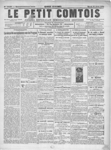 21/04/1925 - Le petit comtois [Texte imprimé] : journal républicain démocratique quotidien